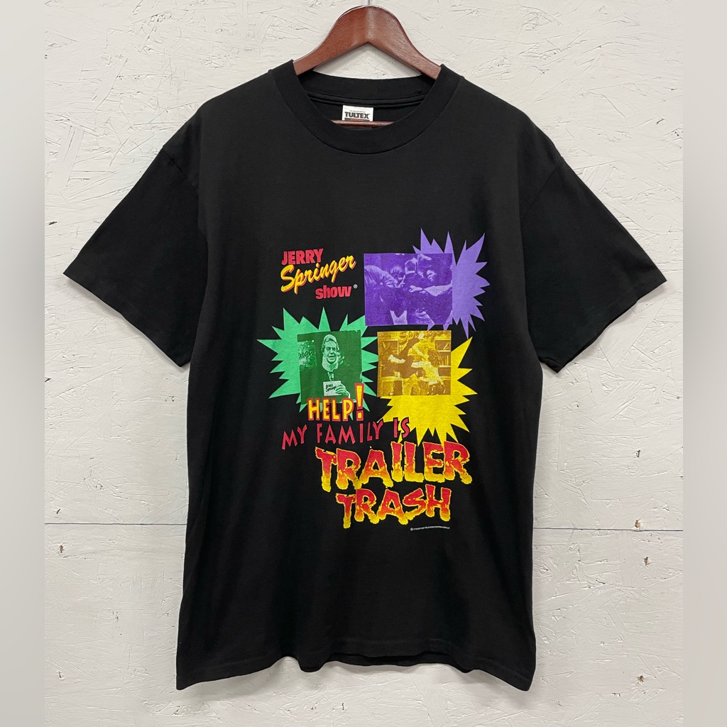 Rare 90s Jerry Springer “Help! My Family Is Trailer Trash” Tee, Tultex Tag/L